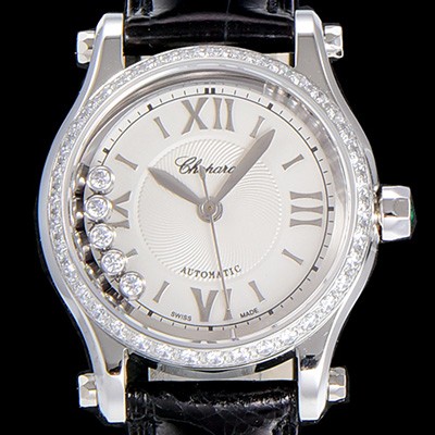 홍콩명품 [쇼파드]여성용 해피스포츠 미니 오토매틱 보석/큐빅 30미리 레이디스 화이트다이얼 CHO80053  