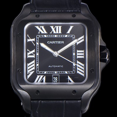 홍콩명품 [까르띠에]남성용 산토스 더 까르띠에 오토매틱 라지 39미리 블랙다이얼 CAR39166  