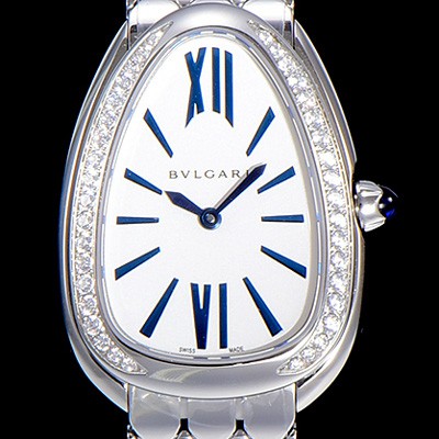홍콩명품 [불가리] 세르펜티 로마숫자 쿼츠 레이디스 35미리 보석/큐빅 세팅 화이트다이얼 BVL81798  