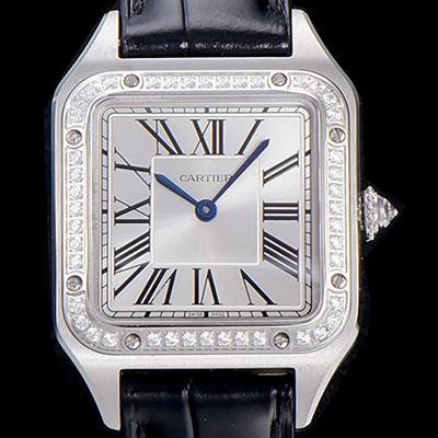 홍콩명품 [까르띠에]남여공용 산토스 두몽트 쿼츠 커플시계 43미리/38미리 M/S 보석/큐빅 튜닝 실버다이얼 CAR14821  