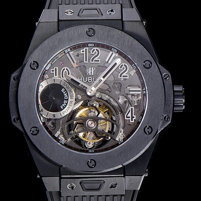 홍콩명품 [휴블렛] 위블러 빅뱅킹 파워 DLC코팅 세라믹 남성용시게 45.5미리 수동/기계식 투어빌론(뚜르삐옹) 스켈레톤 다이얼 HUB27122  