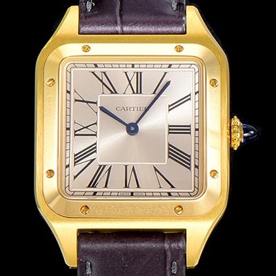 홍콩명품 [까르띠에]남여공용 산토스 두몽트 쿼츠 커플시계 18K 옐루골드 38미리 43미리/38미리 M/S 실버다이얼 CAR50473  