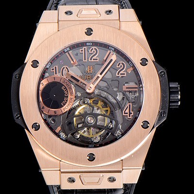 홍콩명품 [휴블렛] 빅뱅킹 파워 금장시계 남성용시게 45미리 수동/기계식 투어빌론(뚜르삐옹) 스켈레톤 다이얼 HUB59557  