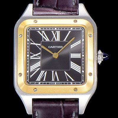 홍콩명품 [까르띠에]남여공용 산토스 두몽트 쿼츠 커플시계 38미리 43미리/38미리 M/S 블랙다이얼 CAR81631  