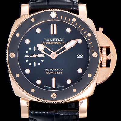 홍콩명품 [파네라이]남성용 루미노르 PAM00974 섭머져블 42미리 18K 로즈골드 금장 오토매틱 블랙다이얼 PAN53630  
