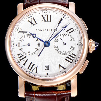 홍콩명품 [까르띠에]남성용 로톤드 더 까르띠에 크로노그래프 금장 40미리 화이트다이얼 CAR28998  