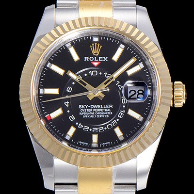 홍콩명품 [로렉스]남성용 스카이더웰러 오이스터퍼페츄얼 39미리 18K 옐루골드 투톤콤비 오토매틱 블랙다이얼 ROL40446  