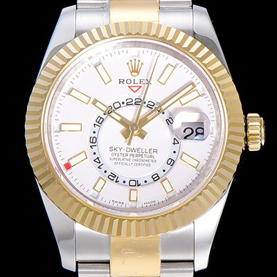 홍콩명품 [로렉스]남성용 스카이더웰러 오이스터퍼페츄얼 39미리 18K 옐루골드 투톤콤비 오토매틱 화이트다이얼 ROL32445  