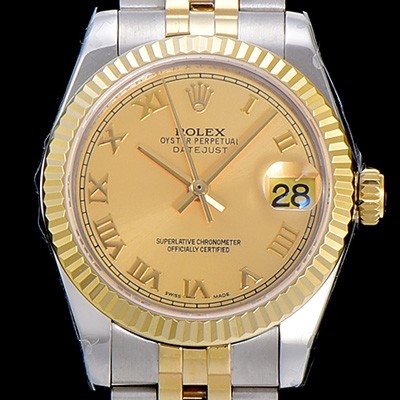 홍콩명품 [로렉스]여성용 데이져스트 로맨 쥬밸리 31미리 레이디 옐루골드 오토매틱 2836-2 골드다이얼 ROL74304  