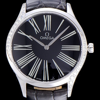 홍콩명품 [오메가]여성용 드빌 스틸 트레저 다이아몬드 36미리 쿼츠 블랙다이얼 OMG45332  