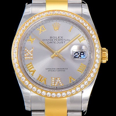 홍콩명품 [로렉스]남성용 데이져스트 오토매틱 36미리 18K 옐루골드 보석/큐빅 실버다이얼 3235무브 ROL26973  