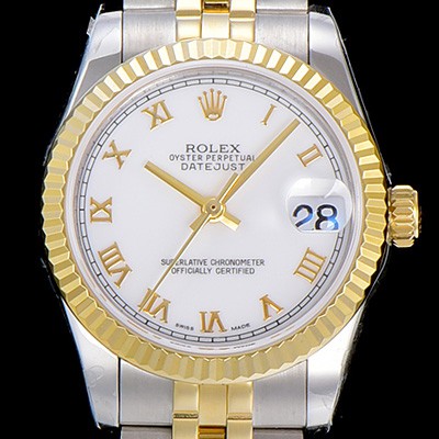 홍콩명품 [로렉스]여성용 데이져스트 로맨 쥬밸리 31미리 레이디 옐루골드 오토매틱 2836-2 화이트다이얼 ROL13206  