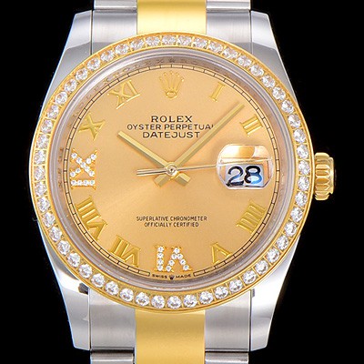 홍콩명품 [로렉스]남성용 데이져스트 오토매틱 36미리 18K 옐루골드 보석/큐빅 골드다이얼 3235무브 ROL53880  