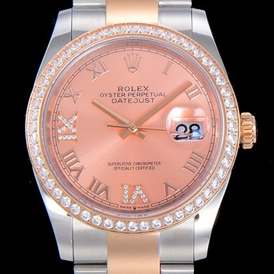 홍콩명품 [로렉스]여성용 데이져스트 오토매틱 36미리 18K 로즈골드 보석/큐빅 핑크다이얼 3235무브 ROL41801  