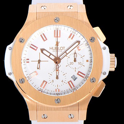 홍콩명품 [휴블렛]남성용 빅뱅 크로노그래프 44미리 18K로즈골드 다이아몬드우레탄 오토매틱 화이트다이얼 HUB60235  