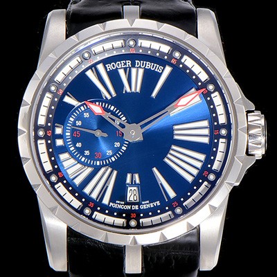 홍콩명품 [로저드빌]남성용 엑스칼리버 오토매틱 45미리 티타늄 블루다이얼 ROG36044  