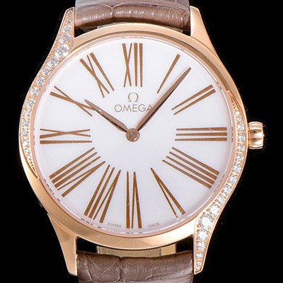 홍콩명품 [오메가]여성용 드빌 트레저 금장 다이아몬드 36미리 쿼츠 화이트다이얼 OMG26980  