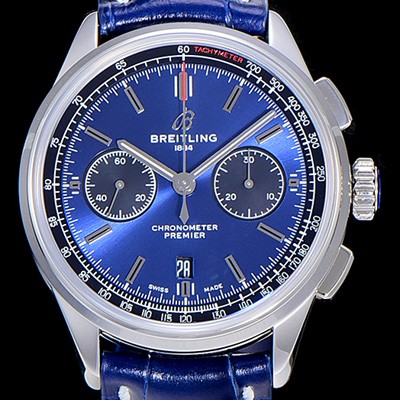 홍콩명품 [브라이틀링]남성용 프리미에르 01 크로노그래프 오토매틱 42mm 블루 다이얼 BRE27933  