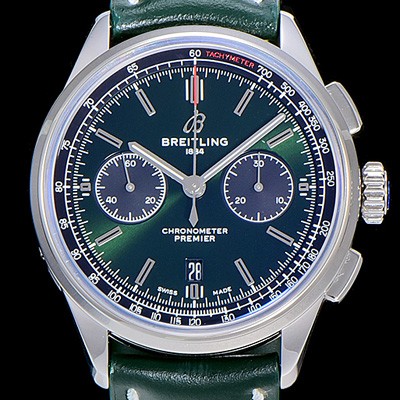 홍콩명품 [브라이틀링]남성용 프리미에르 01 크로노그래프 오토매틱 42mm 그린 다이얼 BRE51348  