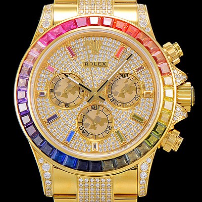 홍콩명품 [로렉스]남성용 데이토나 오이스터 라인보우 와치 보석/큐빅 세팅 4130타입 무브튜닝 40mm 올금/통금 로즈골드 블랙 다이얼 ROL50490  