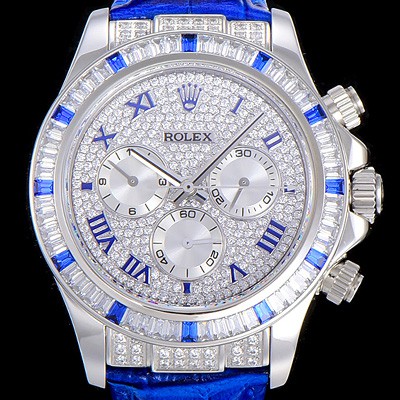 홍콩명품 [로렉스] 코스모그래프 데이토나 다이아몬드 화이트 다이얼 블루 로마숫자인덱스 오이스터 브레이슬릿 7750-2 오토매틱 무브먼트 ROL20024  