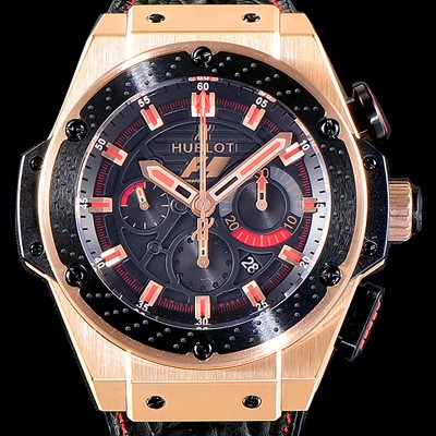 홍콩명품 [휴블렛]남성용 빅뱅 킹파워 F1 그레이트브리튼 48mm 오토매틱 18k 로즈골드 블랙다이얼 HUB38371  