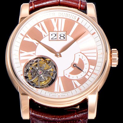 홍콩명품 [로져드빌] 오마주 플라잉 투어빌론 수동/기계식 18k 로즈골드 45mm 화이트다이얼 ROG63680  