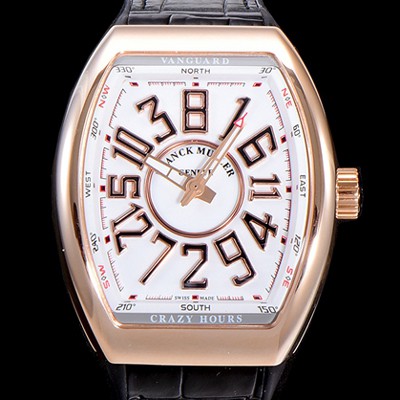 홍콩명품 [프랭크뮬러] 남성용 뱅가드 오토매틱 CZ02타입 44미리 18K로즈골드 가죽줄/스트랩 화이트다이얼 FRA73813  