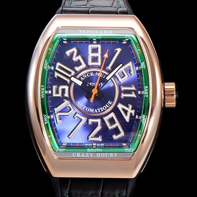 홍콩명품 [프랭크뮬러] 남성용 뱅가드 오토매틱 CZ02타입 44미리 18K로즈골드 가죽줄/스트랩 블루다이얼 FRA73795  