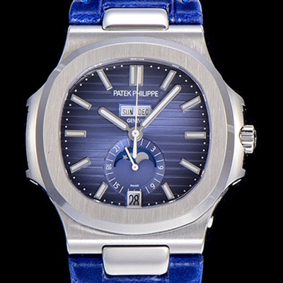 홍콩명품 [파텍필립] 남성용 노틸러스 5726/1A-014 오토매틱 Cal.324 타입 40미리 문페이즈 가죽줄/밴드 블루다이얼 PAT75456  