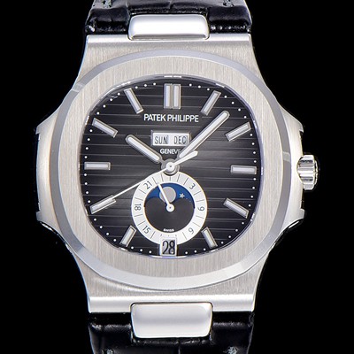 홍콩명품 [파텍필립] 남성용 노틸러스 5726/1A-014 오토매틱 Cal.324 타입 40미리 문페이즈 가죽줄/밴드 블랙다이얼 PAT75438  