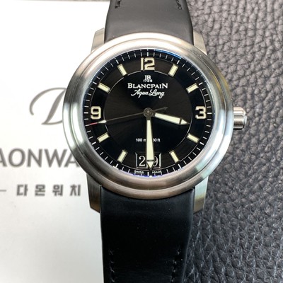 홍콩명품 [블랑팡] 남성용 르망 그랜드 데이트 오토매틱 40mm 러버 우레탄줄 블랙 다이얼 bla4214  