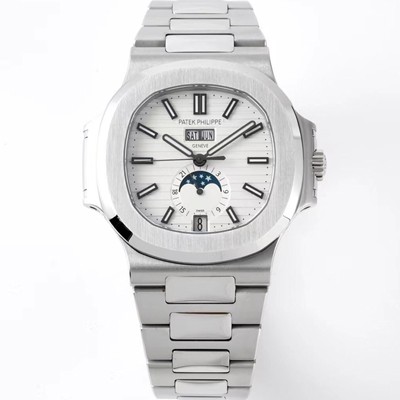 홍콩명품 [파텍필립] 남성용 노틸러스 5726/1A-010 오토매틱 Cal.324 타입 40미리 문페이즈 메탈줄/밴드 화이트다이얼 PAT75439  
