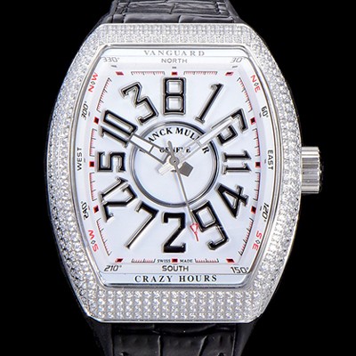 홍콩명품 [프랭크뮬러] 남성용 뱅가드 오토매틱 CZ02타입 44미리 보석/큐빅 셋팅 가죽줄/스트랩 화이트다이얼 FRA73768  