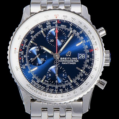 홍콩명품 [브라이틀링] 남성용 네비타이머 크로노그래프 오토매틱 A7750-2 41미리 메탈시계 블루다이얼 BRE75632  