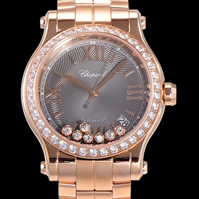 홍콩명품 [쇼파드] 여성용 해피 스포츠 36미리 오토매틱 ETA2892-2 18K 로즈골드 최상급 쥬얼셋팅 메탈시계 그레이다이얼 CHO73673  