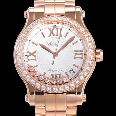 홍콩명품 [쇼파드] 여성용 해피 스포츠 36미리 오토매틱 ETA2892-2 18K 로즈골드 최상급 쥬얼셋팅 메탈시계 화이트다이얼 CHO73664  