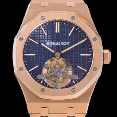 홍콩명품 [오데마피게] 남성용 로얄오크 Calibre 2924 투어빌론/수동기계식 41미리 금장 18K로즈골드 블랙다이얼 AUD74555  