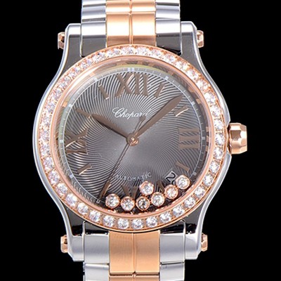 홍콩명품 [쇼파드] 여성용 해피 스포츠 36미리 오토매틱 ETA2892-2 18K 로즈골드 최상급 쥬얼셋팅 메탈시계 그레이다이얼 CHO73655  