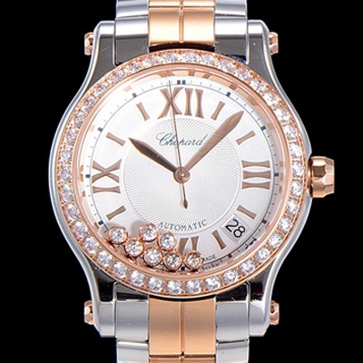 홍콩명품 [쇼파드] 여성용 해피 스포츠 36미리 오토매틱 ETA2892-2 18K 로즈골드 최상급 쥬얼셋팅 메탈시계 화이트다이얼 CHO73646  