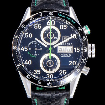 홍콩명품 [태그호이어] 남성용 까레라 칼리버 16 데이데이트 크로노그래프 싱가폴 한정판 그린 TAG73978  