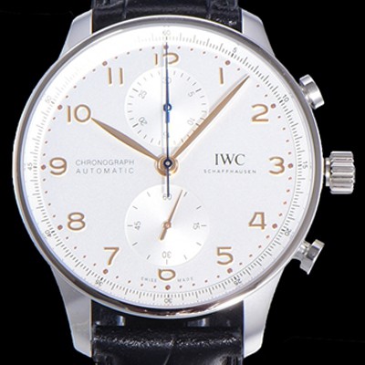 홍콩명품 [아이더블유씨] 남성용 포르투기즈 IW371604 크로노그래프 오토매틱 Cal.69355 타입 41미리 가죽줄 화이트다이얼 IWC74395  