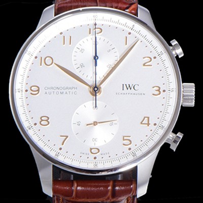 홍콩명품 [아이더블유씨] 남성용 포르투기즈 IW371604 크로노그래프 오토매틱 Cal.69355 타입 41미리 가죽줄 화이트다이얼 IWC74386  