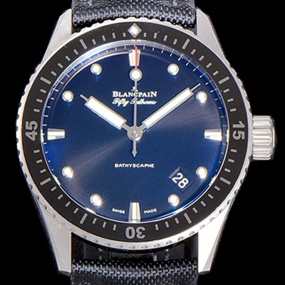 홍콩명품 [블랑팡] 남성용 하이퀄리티 피프티 패덤스 오토매틱 칼리버 1315타입 43.6미리 미리바티스카프 리얼 세라믹 베젤 UP!! 다이버 워치 블랙다이얼 BLA77874  