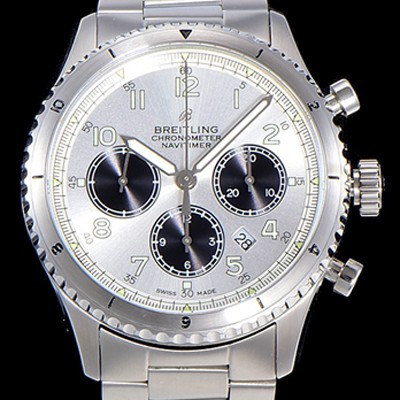 홍콩명품 [브라이틀링] 남성용 네비타이머 에비에이터 8 오토매틱 크로노그래프 ETA7750-2 타입 43미리 메탈줄 화이트다이얼 BRE75555  