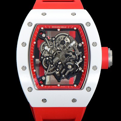 홍콩명품 [리차드밀레] 남성용 RM055 세라믹 제질 수동형 무브먼트 50미리 러버밴드 스켈레톤 다이얼 RIC73972  