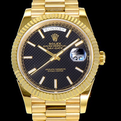 홍콩명품 [로렉스] 남성용 데이데이트 오토매틱 옐루골드 올금 금장시계 이티애이 2836-2 40미리 블랙다이얼 3열 브레이슬릿 ROL79477  
