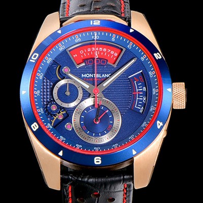 홍콩명품 [몽블랑] 남성용 타임워커 쿼츠 VK타입 46.4미리 금장 로즈골드 가죽줄 래더스트랩 블루다이얼 MON71165  