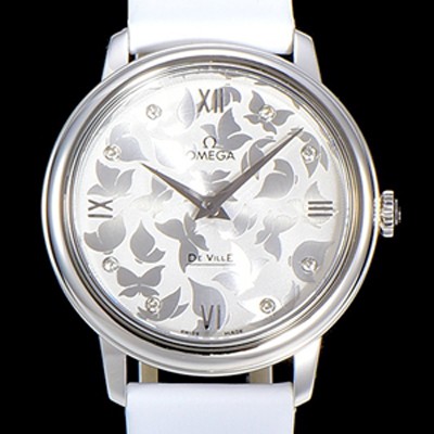 홍콩명품 [오메가] 여성용 드빌 프레스티지 32.7미리 쿼츠 4061타입 레이디 소가죽줄 화이트다이얼 OMG79479  