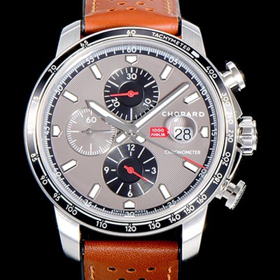 홍콩명품 [쇼파드] 남성용 밀레 밀리아 GTS 크로노그래프 44미리 오토매틱 A7750-2 가죽줄 그레이 다이얼 CHO73581  